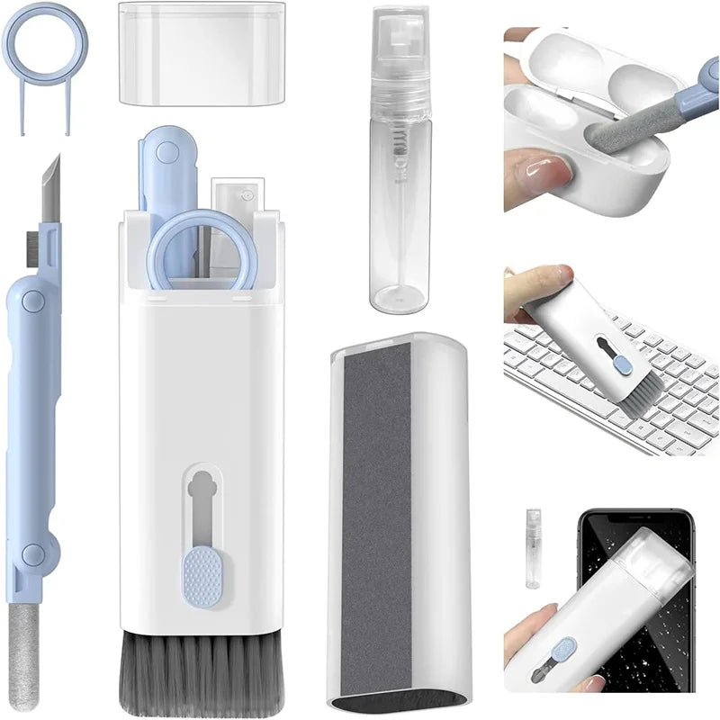 7-in-1 Computer Keyboard AirPods & Laptop Bluetooth Earphone Cleaning Kit - Brush Pen Keycap Puller Set for Tech Device Maintenance