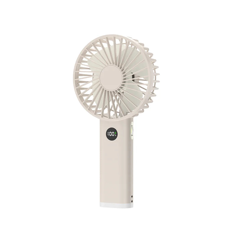 Portable Handheld High-Speed USB Fan with LED Display Rechargeable Big Wind Small Fan for Students Outdoor Use