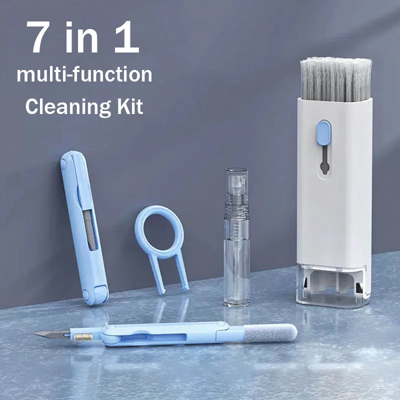 7-in-1 Computer Keyboard AirPods & Laptop Bluetooth Earphone Cleaning Kit - Brush Pen Keycap Puller Set for Tech Device Maintenance