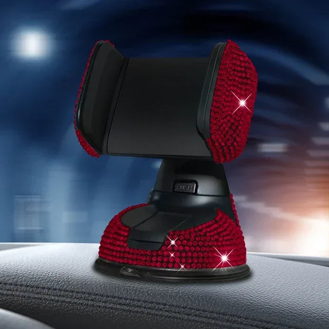 SUNCARACCL Bling Car Phone Holder, 360°Adjustable Crystal Auto Phone Mount Universal Rhinestone Car Stand Phone Holder Car Accessories for Windshield Dashboard and Air Outlet (Black)