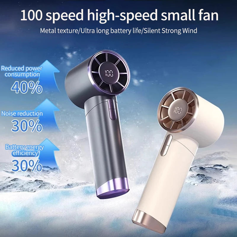 Mini Bladeless Handheld Electric Fan USB Rechargeable Portable High-Speed Personal Eyelash Fan for On-the-Go Cooling