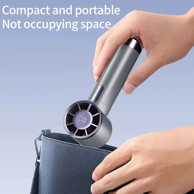 Mini Bladeless Handheld Electric Fan USB Rechargeable Portable High-Speed Personal Eyelash Fan for On-the-Go Cooling