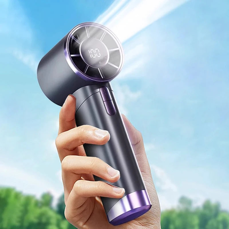Mini Bladeless Handheld Electric Fan USB Rechargeable Portable High-Speed Personal Eyelash Fan for On-the-Go Cooling