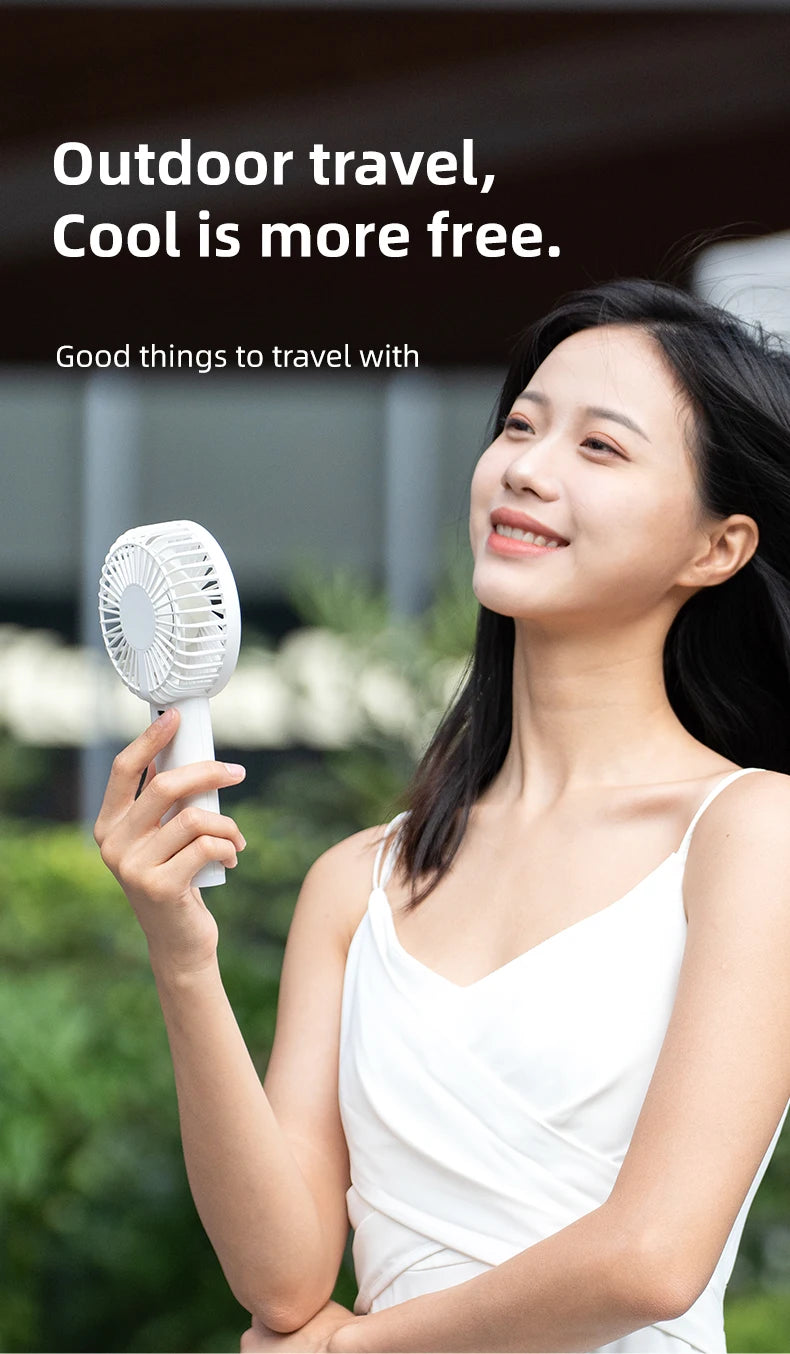 Portable Handheld High-Speed USB Fan with LED Display Rechargeable Big Wind Small Fan for Students Outdoor Use