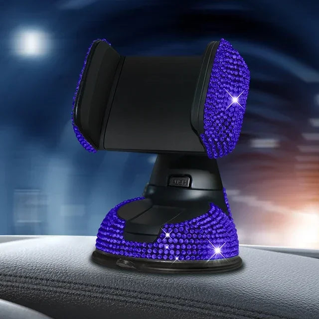 SUNCARACCL Bling Car Phone Holder, 360°Adjustable Crystal Auto Phone Mount Universal Rhinestone Car Stand Phone Holder Car Accessories for Windshield Dashboard and Air Outlet (Black)