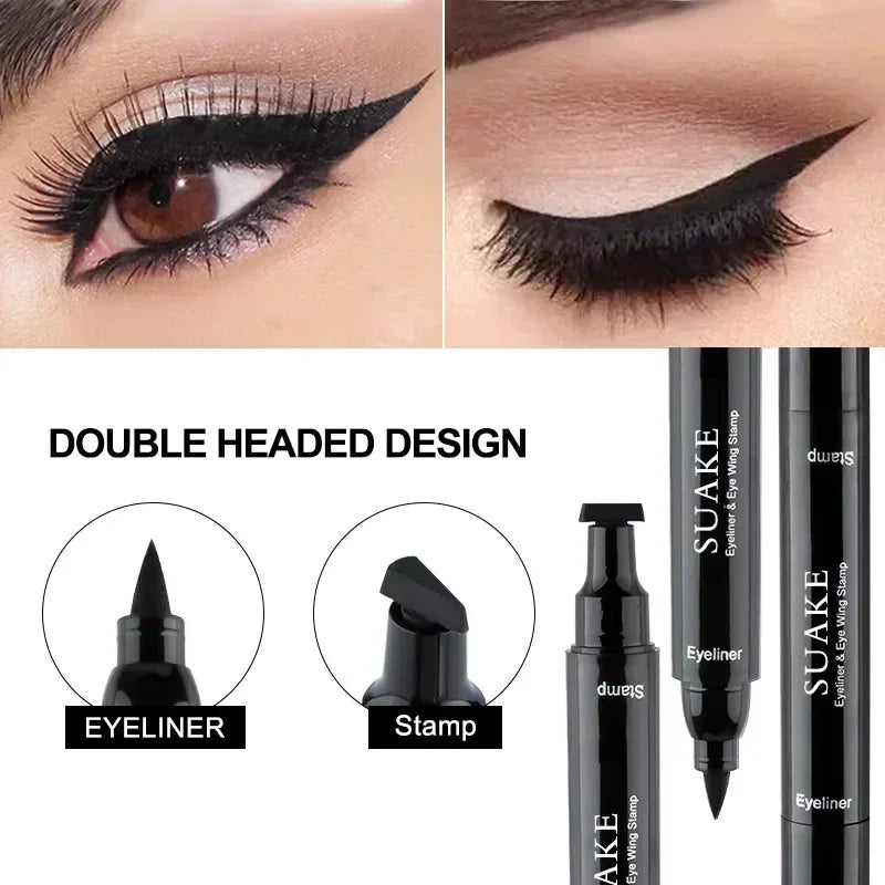 Double-ended 2 in1 Stamp Liquid Eyeliner Pencil Waterproof Lasting Fast Dry Black Seal Eye Liner Pen Make Up For Women Cosmetics
