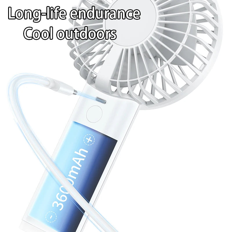 Portable Handheld High-Speed USB Fan with LED Display Rechargeable Big Wind Small Fan for Students Outdoor Use