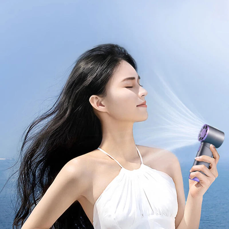 Mini Bladeless Handheld Electric Fan USB Rechargeable Portable High-Speed Personal Eyelash Fan for On-the-Go Cooling