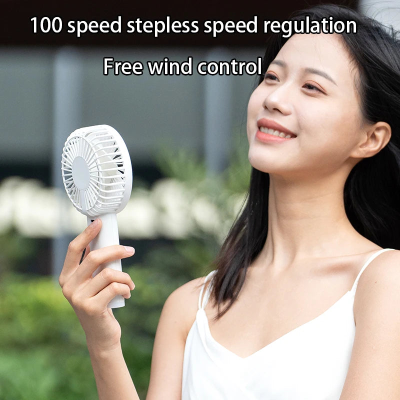 Portable Handheld High-Speed USB Fan with LED Display Rechargeable Big Wind Small Fan for Students Outdoor Use