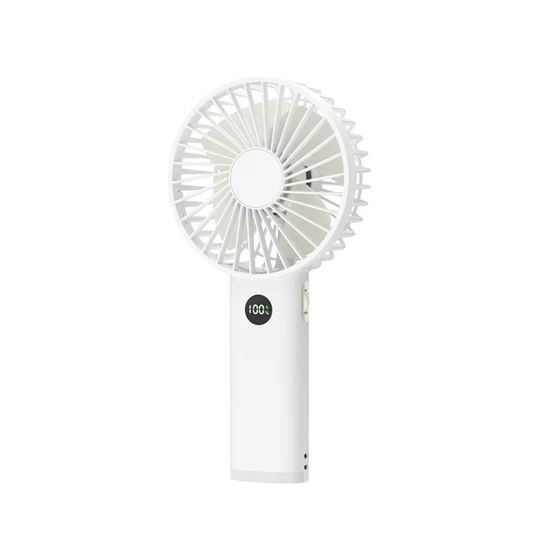 Portable Handheld High-Speed USB Fan with LED Display Rechargeable Big Wind Small Fan for Students Outdoor Use