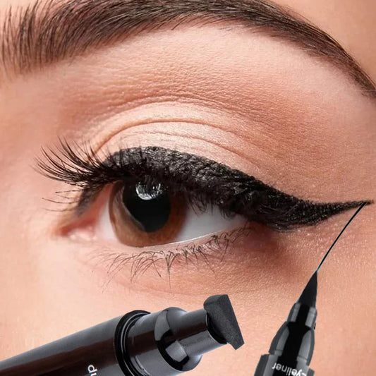 Double-ended 2 in1 Stamp Liquid Eyeliner Pencil Waterproof Lasting Fast Dry Black Seal Eye Liner Pen Make Up For Women Cosmetics