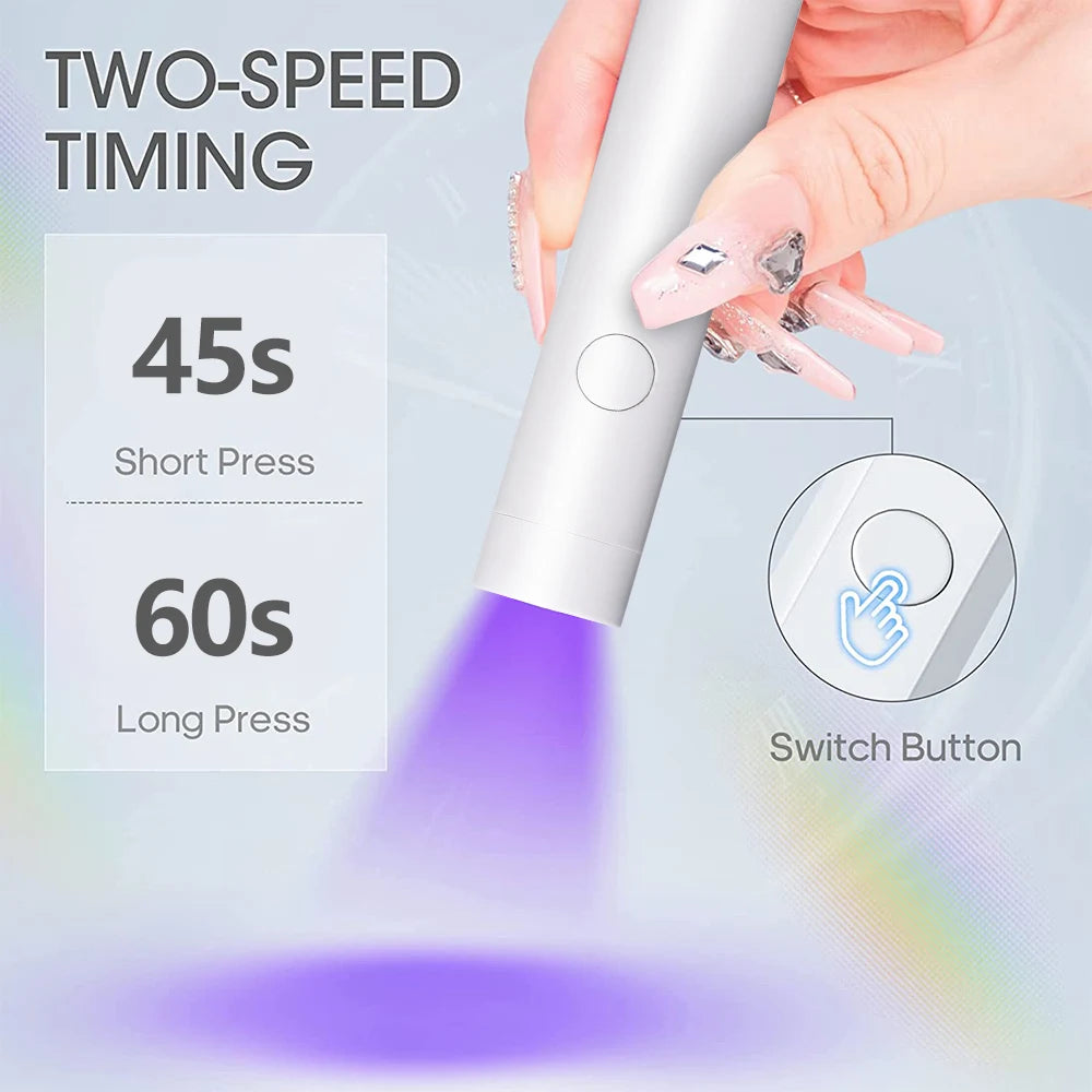Portable Nail Dryer UV Led Lamp Rechargeable Quick Drying Varnish Gel Polish Curing Nail Lamp Nail Art Tool Home Salon Use