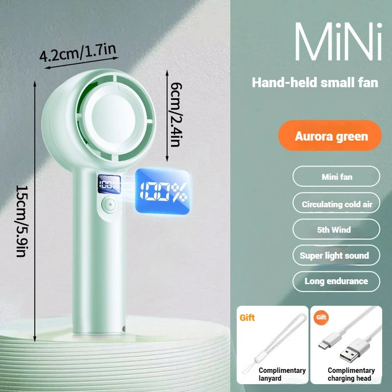 Mini Bladeless Handheld Electric Fan USB Rechargeable Portable High-Speed Personal Eyelash Fan for On-the-Go Cooling