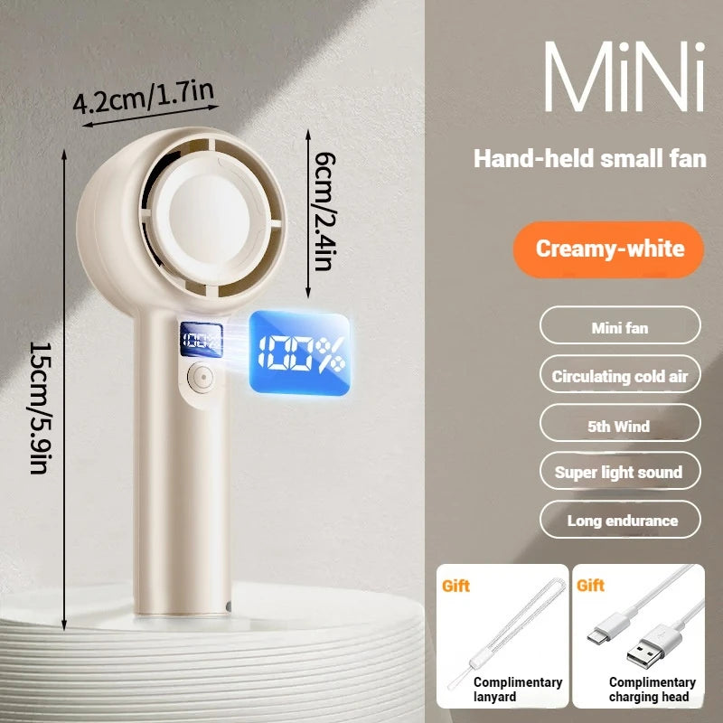 Mini Bladeless Handheld Electric Fan USB Rechargeable Portable High-Speed Personal Eyelash Fan for On-the-Go Cooling