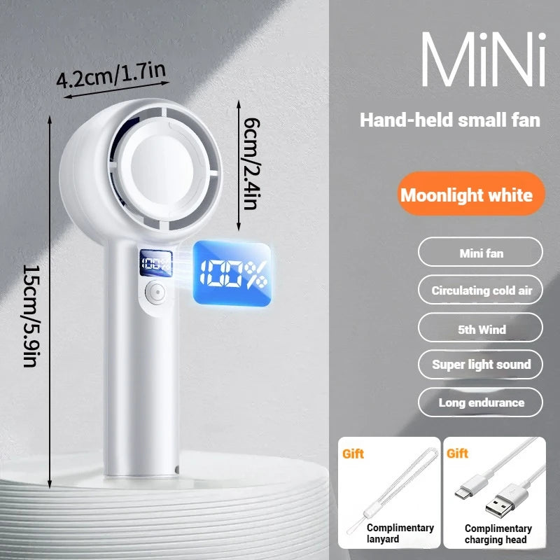 Mini Bladeless Handheld Electric Fan USB Rechargeable Portable High-Speed Personal Eyelash Fan for On-the-Go Cooling