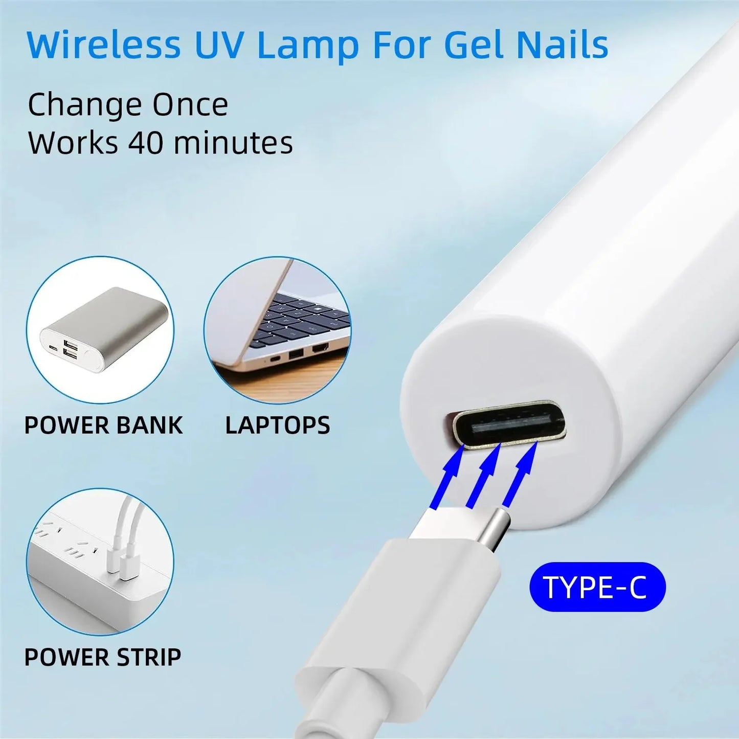 Portable Nail Dryer UV Led Lamp Rechargeable Quick Drying Varnish Gel Polish Curing Nail Lamp Nail Art Tool Home Salon Use