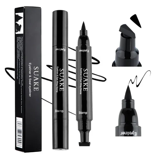 Double-ended 2 in1 Stamp Liquid Eyeliner Pencil Waterproof Lasting Fast Dry Black Seal Eye Liner Pen Make Up For Women Cosmetics