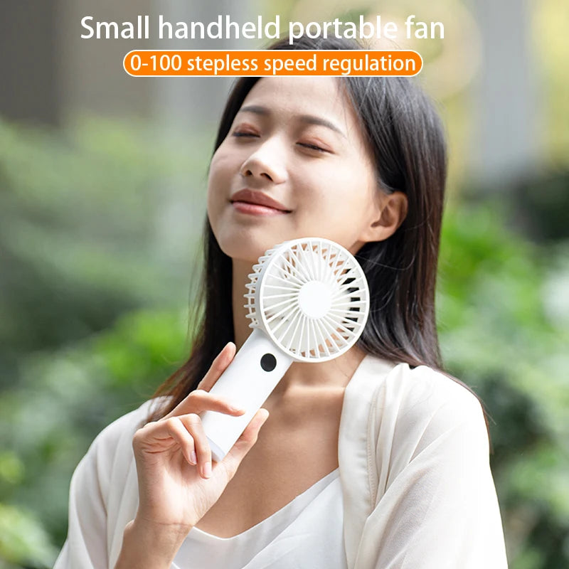 Portable Handheld High-Speed USB Fan with LED Display Rechargeable Big Wind Small Fan for Students Outdoor Use